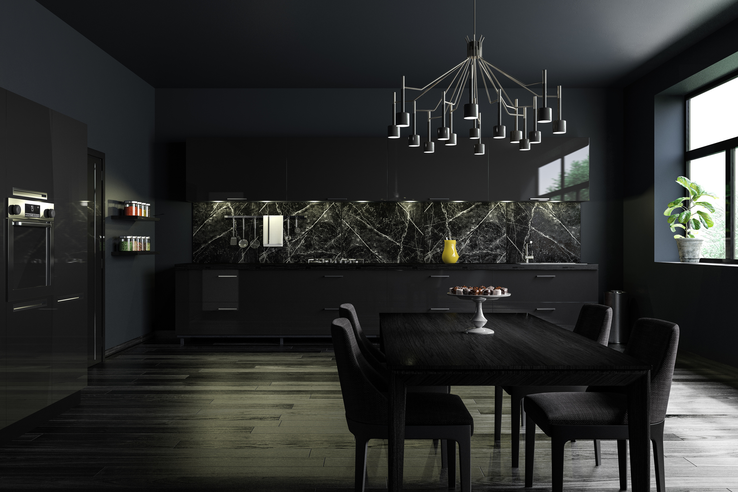 Black Modern Kitchen Interior